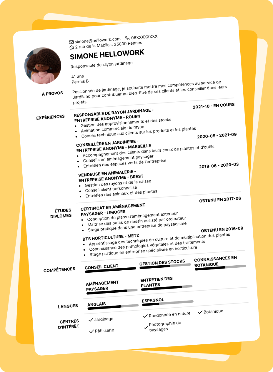 Exemple CV Jardiland
