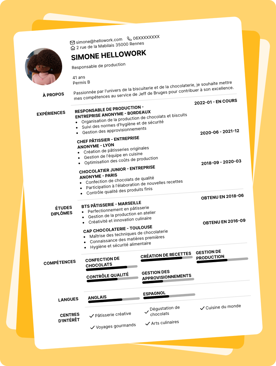Exemple CV Jeff de Bruges