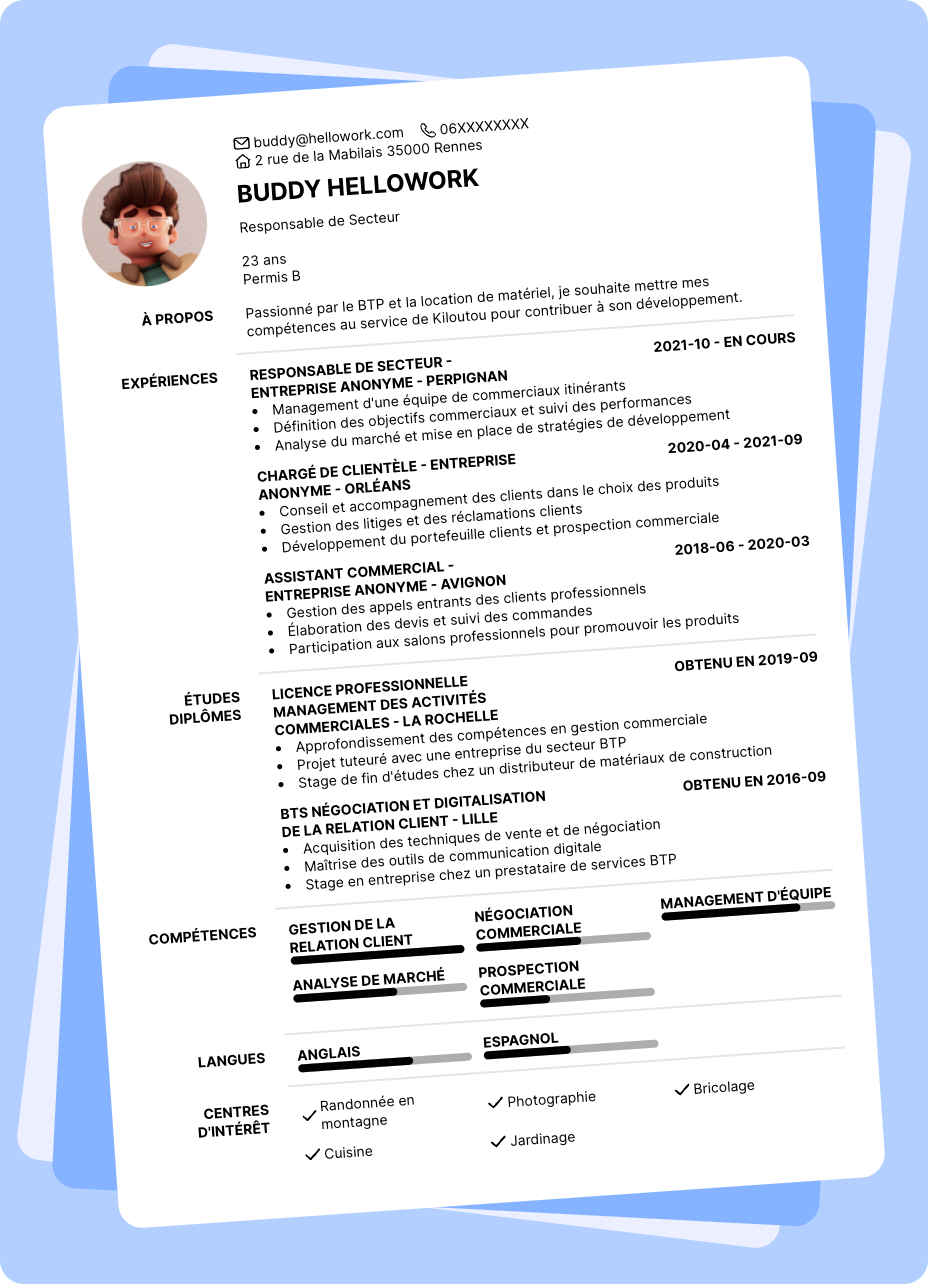 Exemple CV Kiloutou