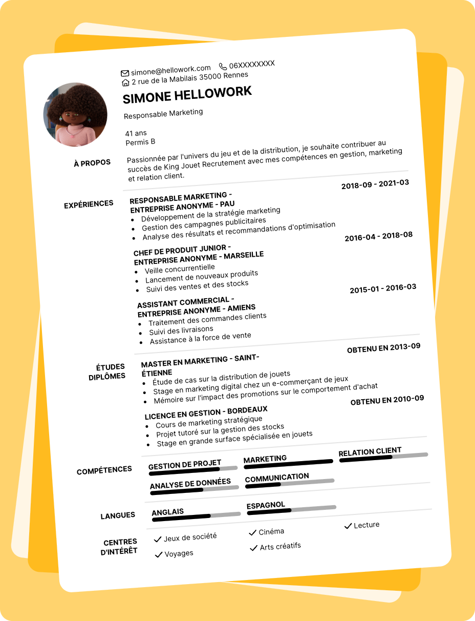 Exemple CV King Jouet Recrutement