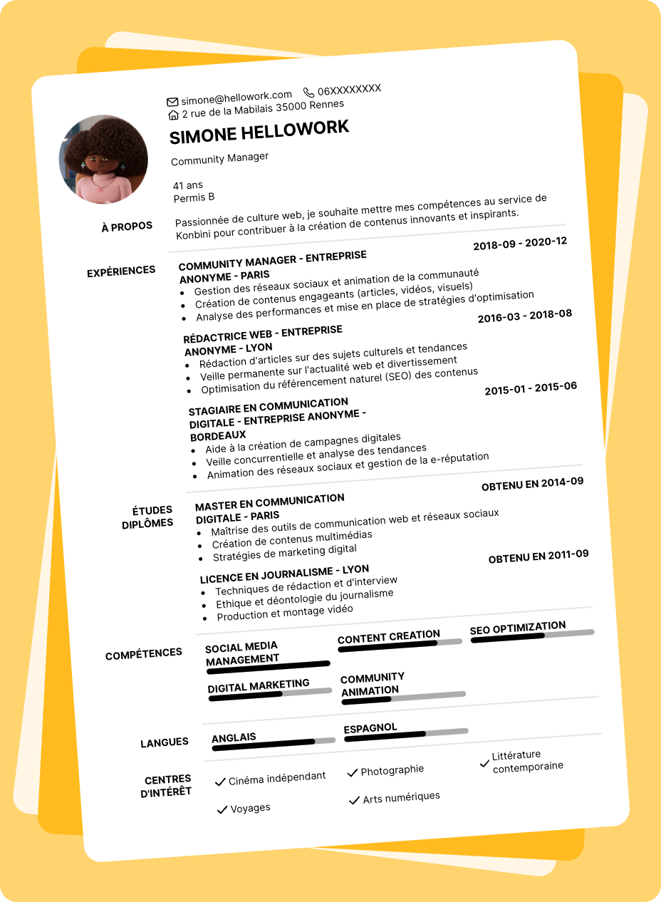Exemple CV Konbini
