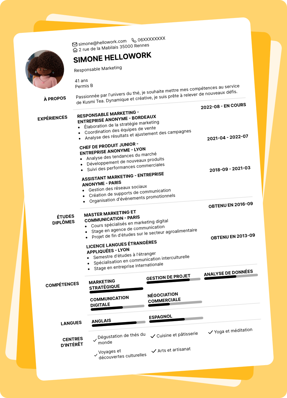 Exemple CV Kusmi Tea