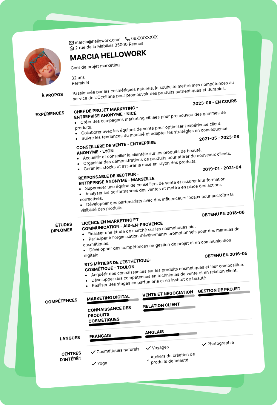 Exemple CV L'Occitane