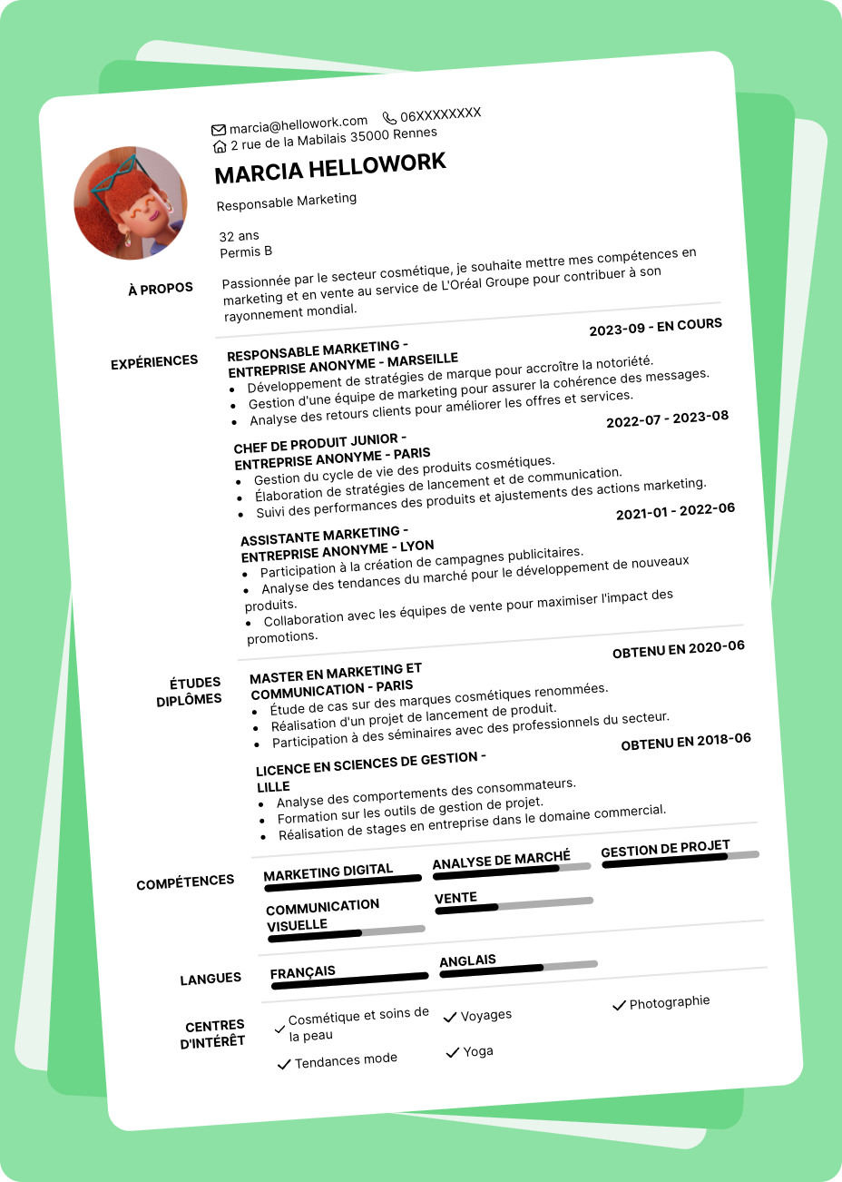 Exemple CV L'Oréal Groupe