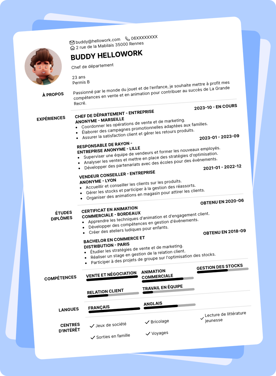 Exemple CV La Grande Recré