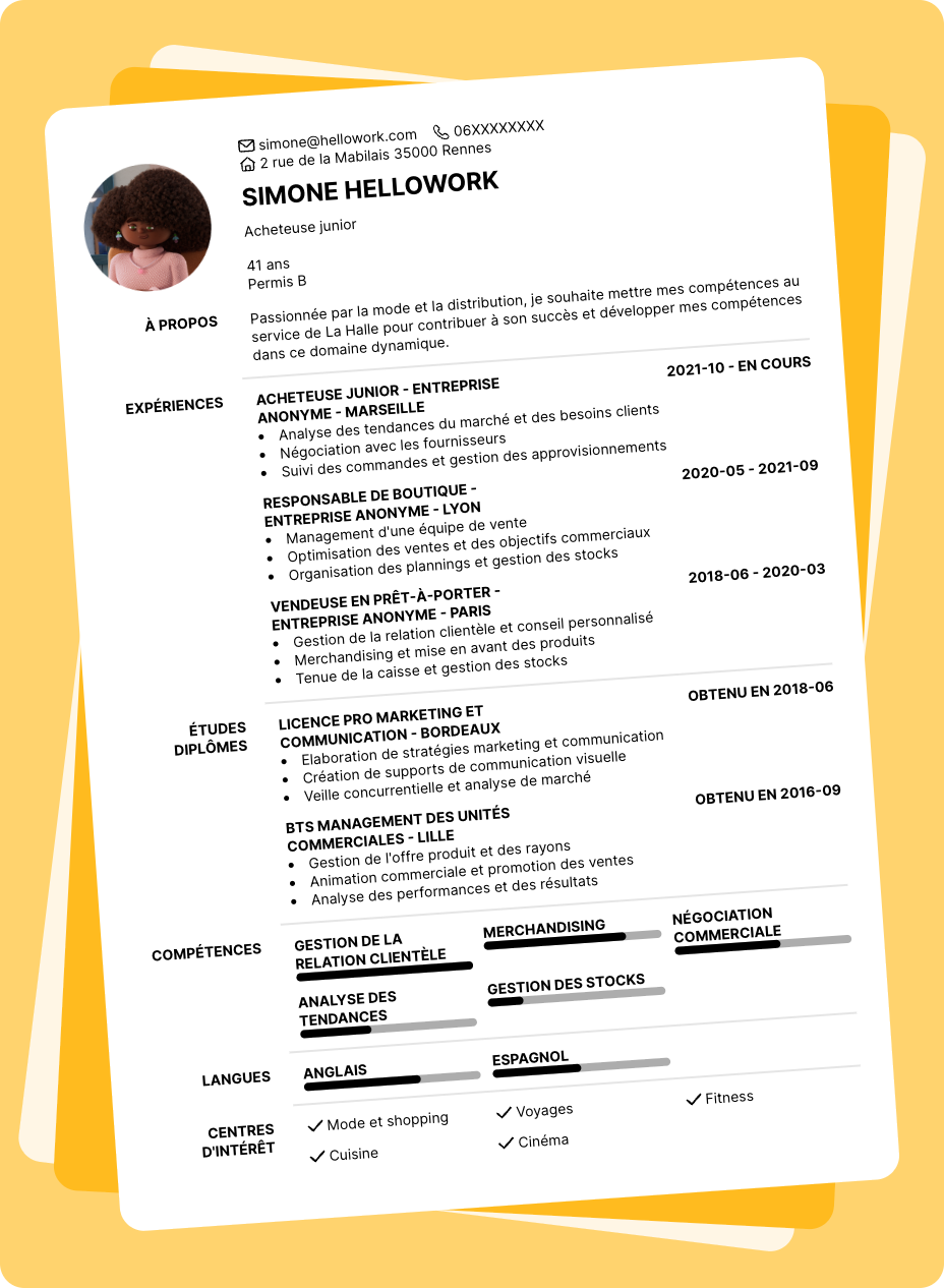Exemple CV La Halle