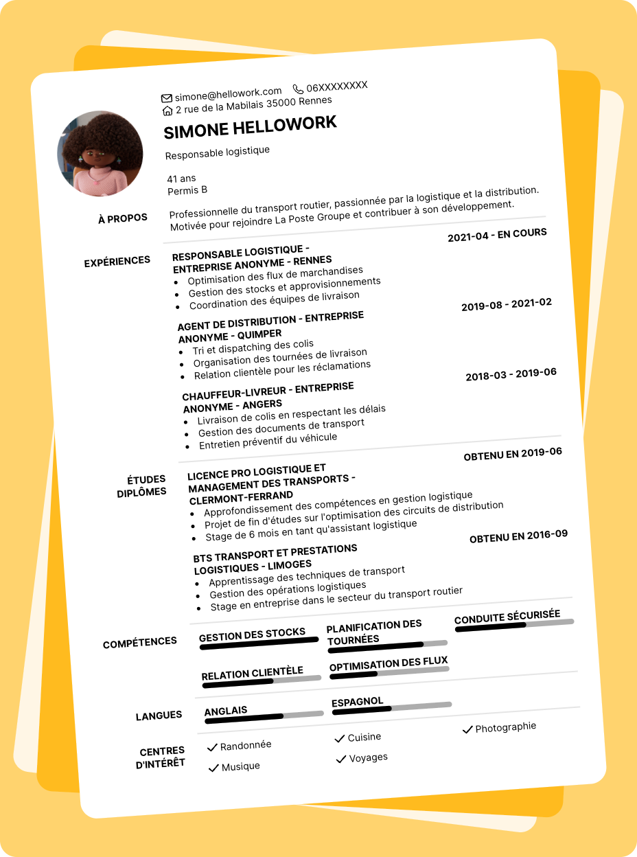 Exemple CV La Poste Groupe