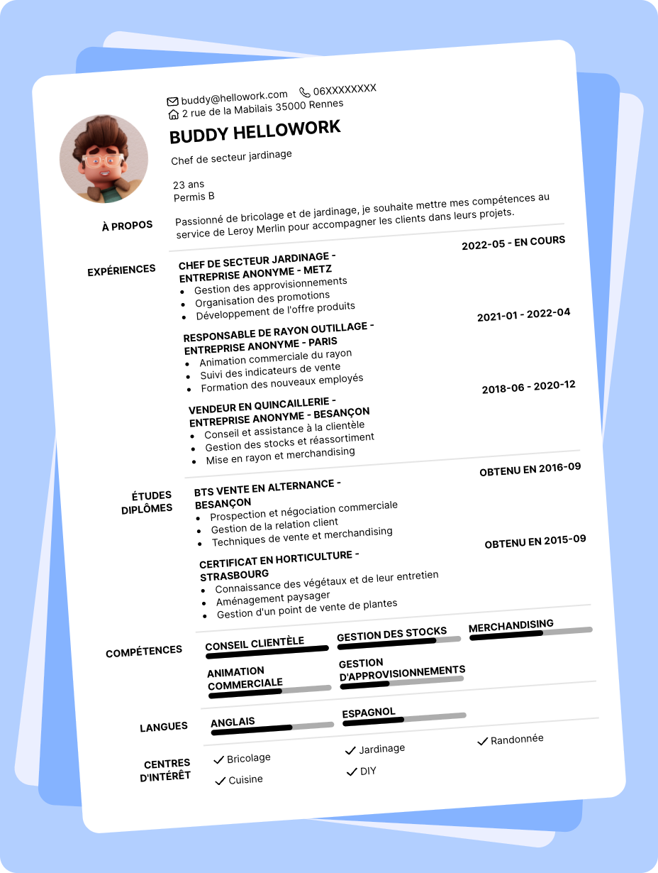 Exemple CV Leroy Merlin