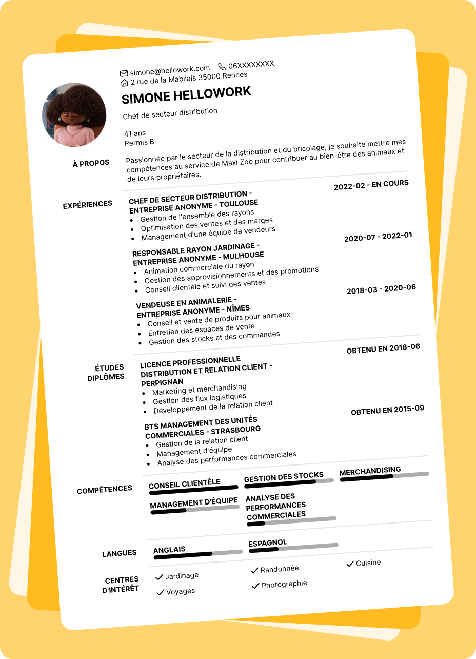 Exemple CV Maxi Zoo