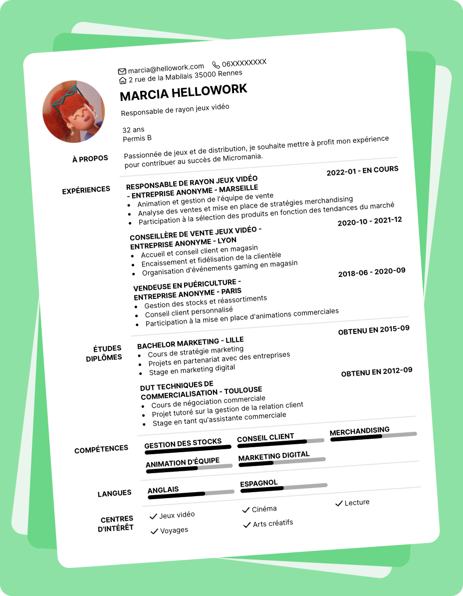 Exemple CV Micromania