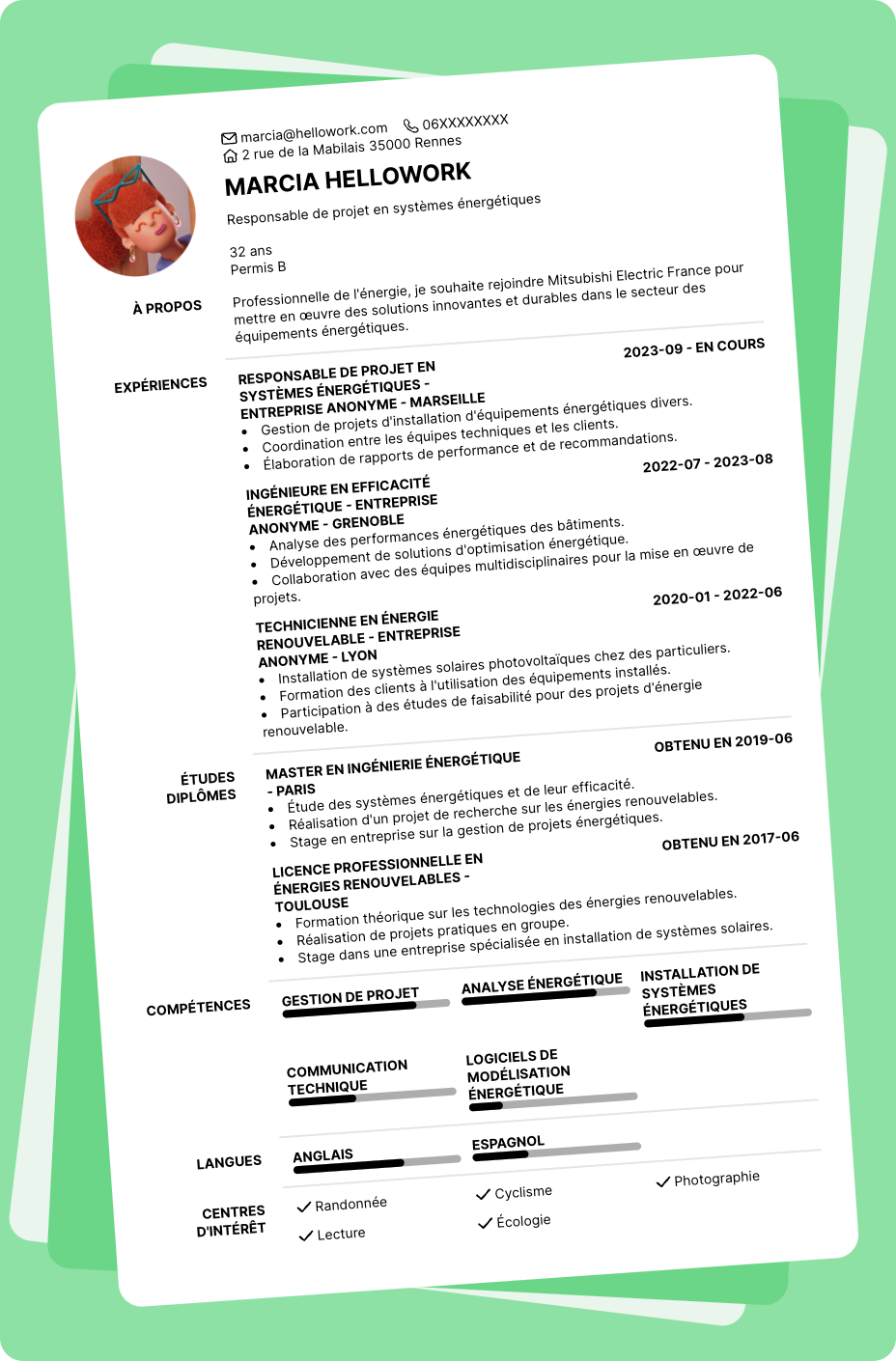 Exemple CV Mitsubishi Electric France
