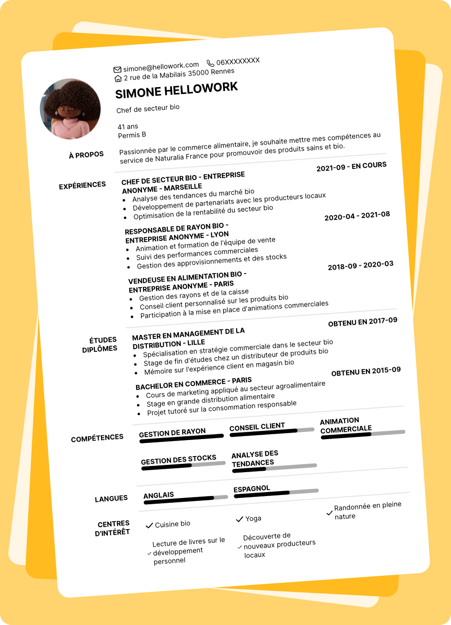 Exemple CV Naturalia France