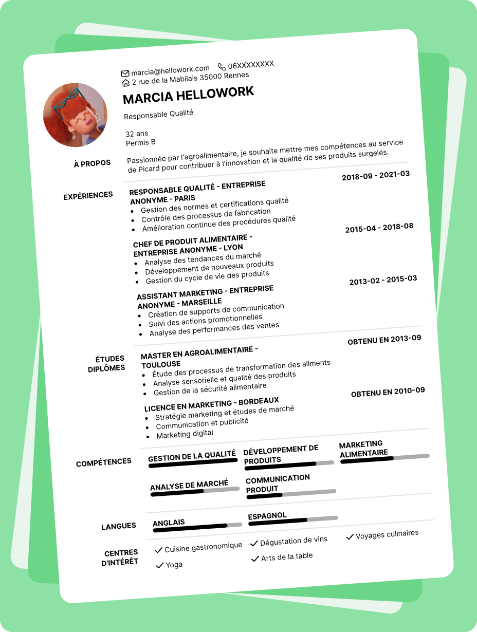 Exemple CV PICARD