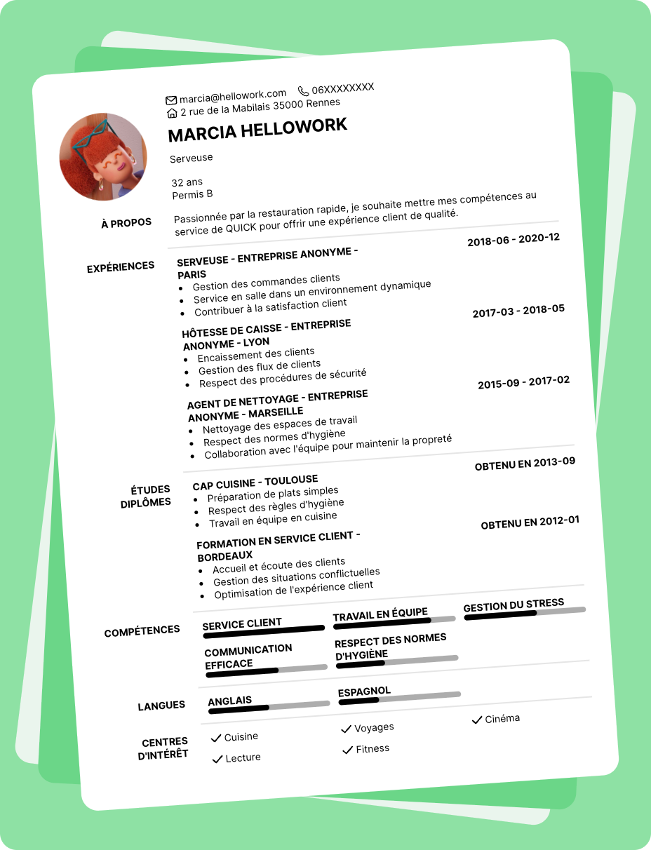 Exemple CV QUICK