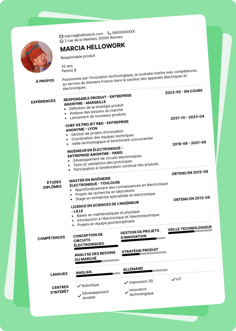 Exemple CV Siemens France