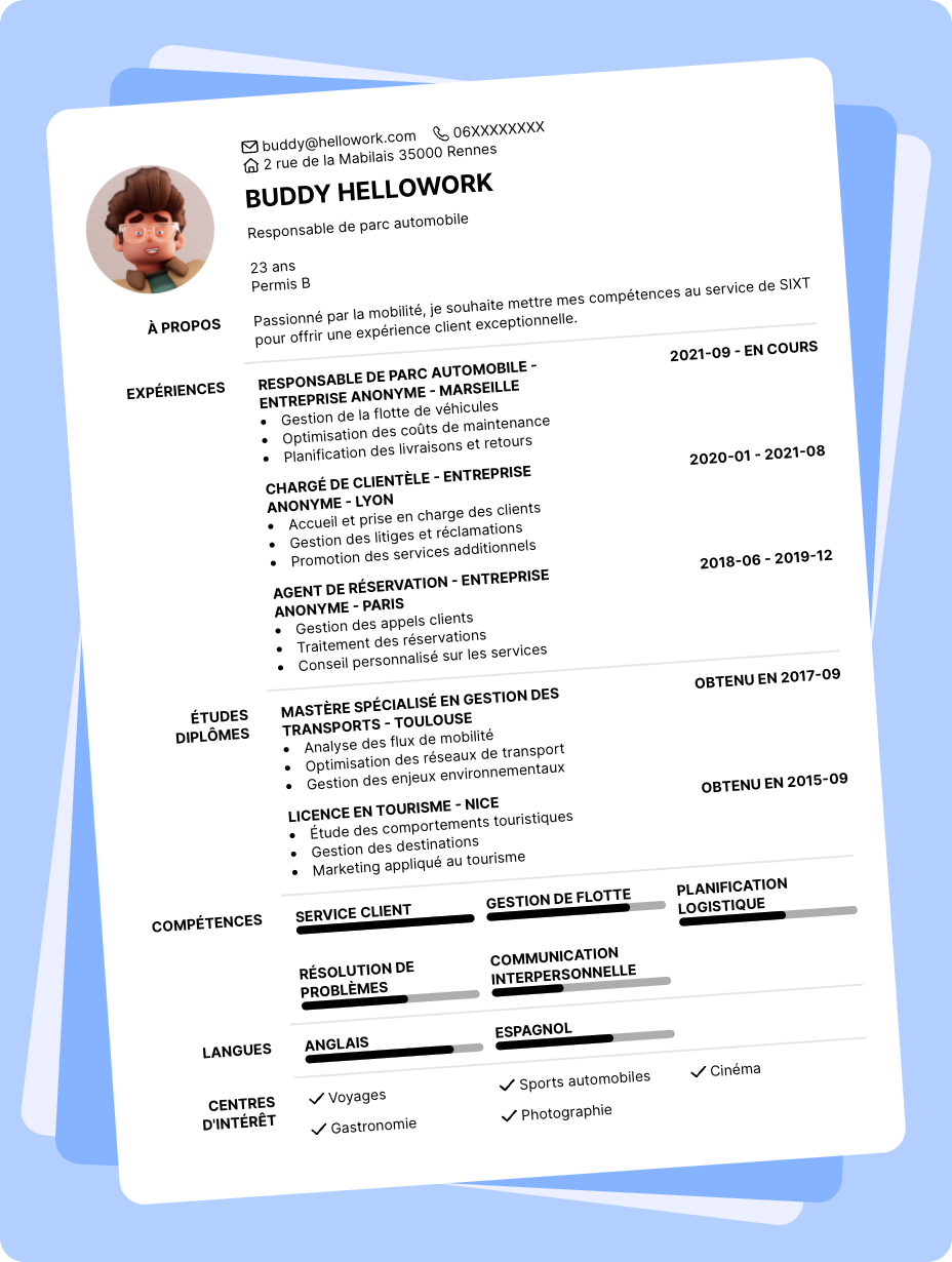 Exemple CV SIXT