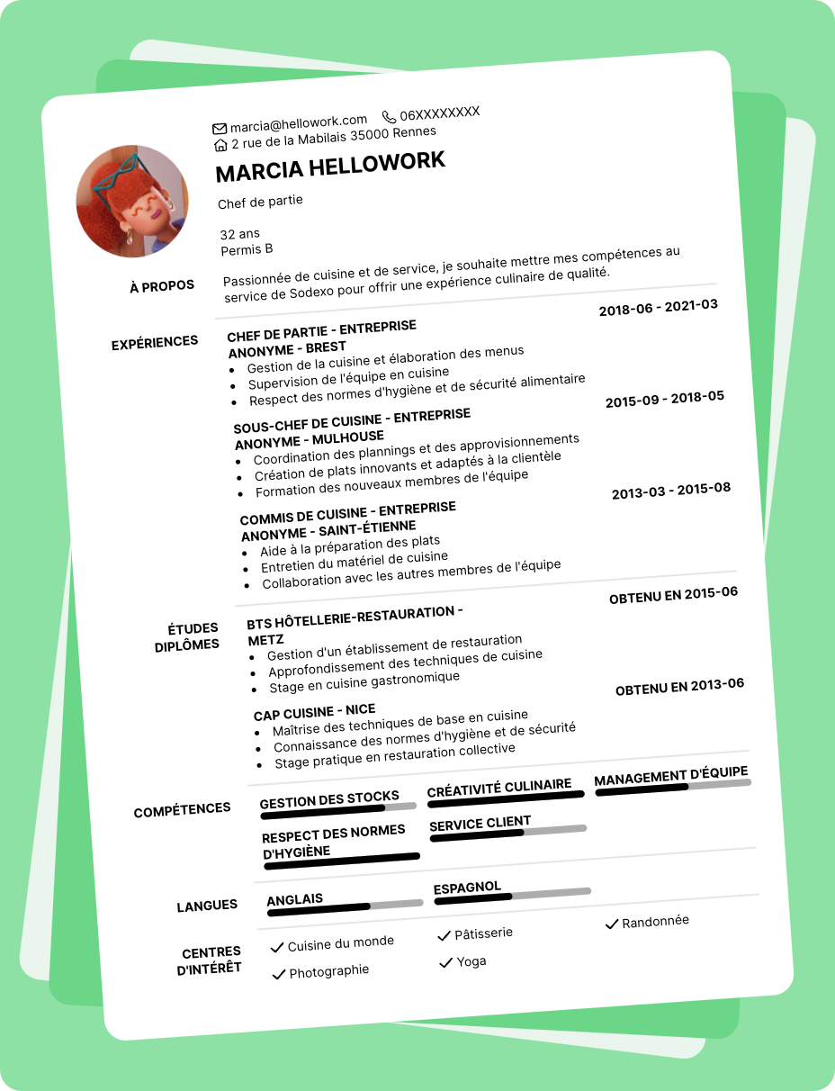 Exemple CV Sodexo