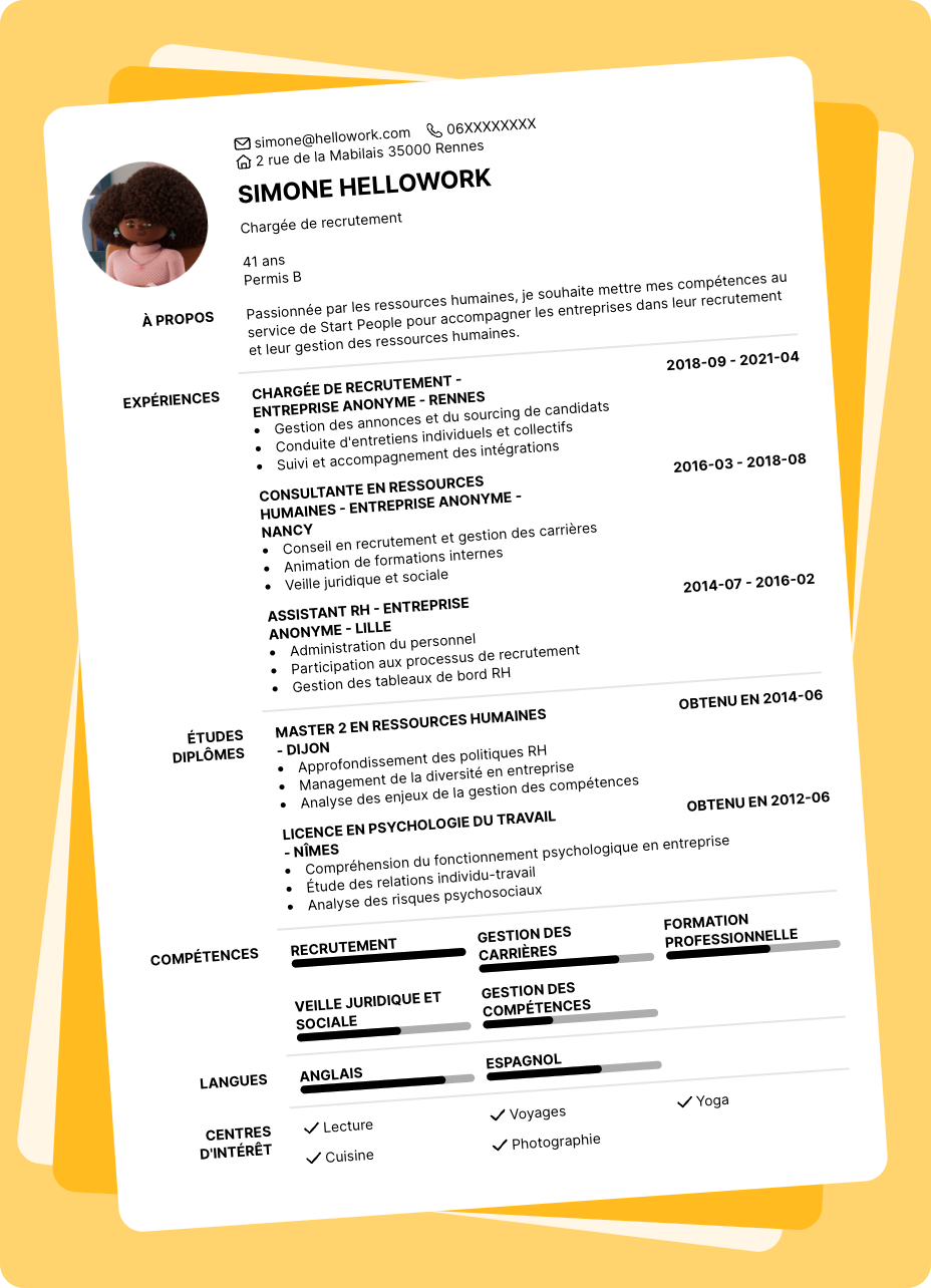 Exemple CV Start People