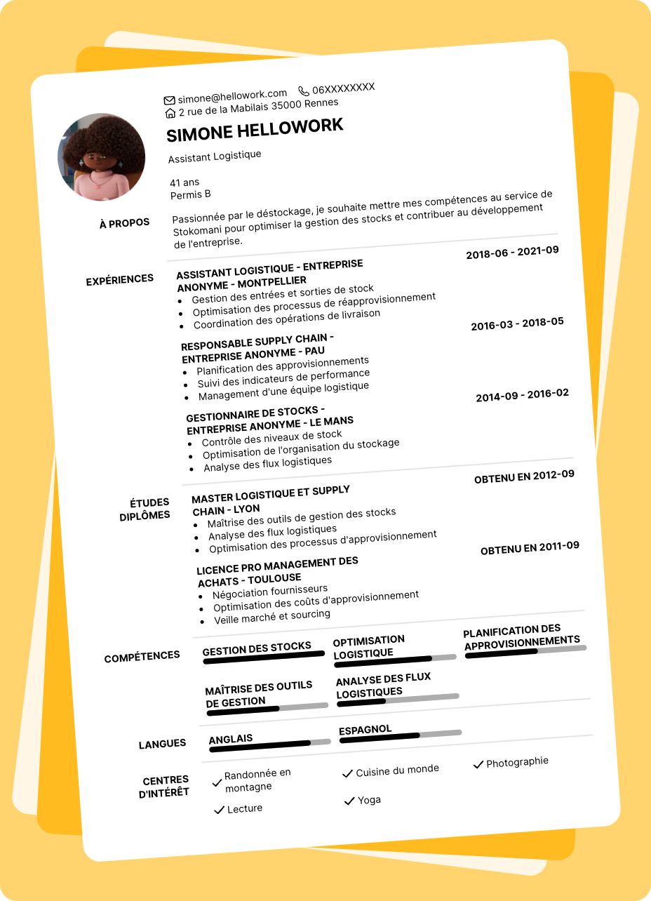 Exemple CV Stokomani