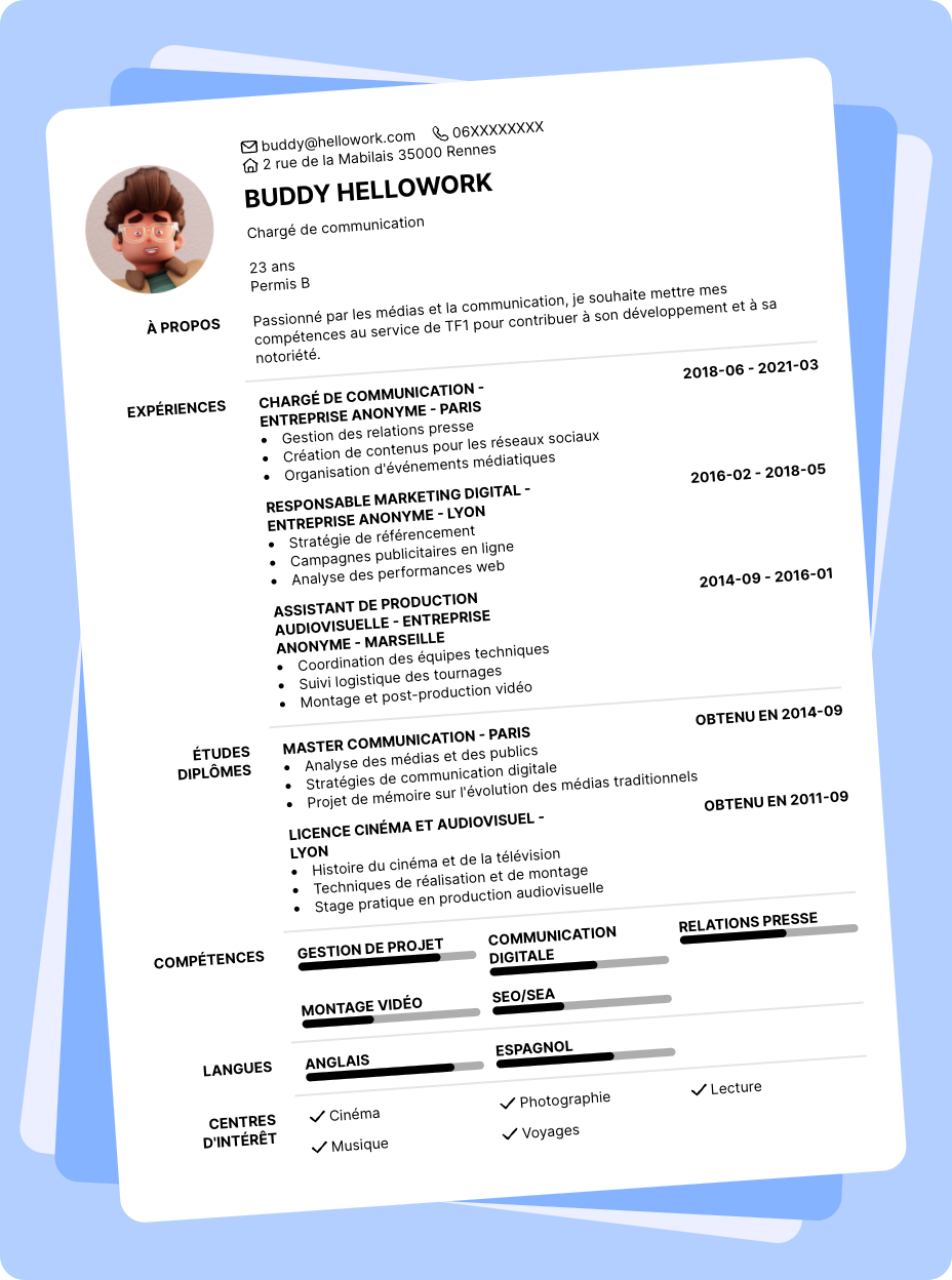 Exemple CV TF1