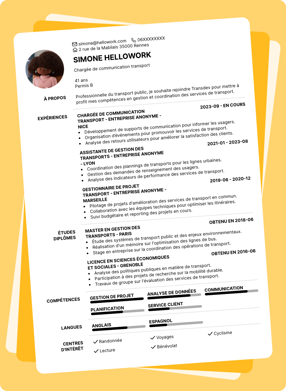 Exemple CV Transdev