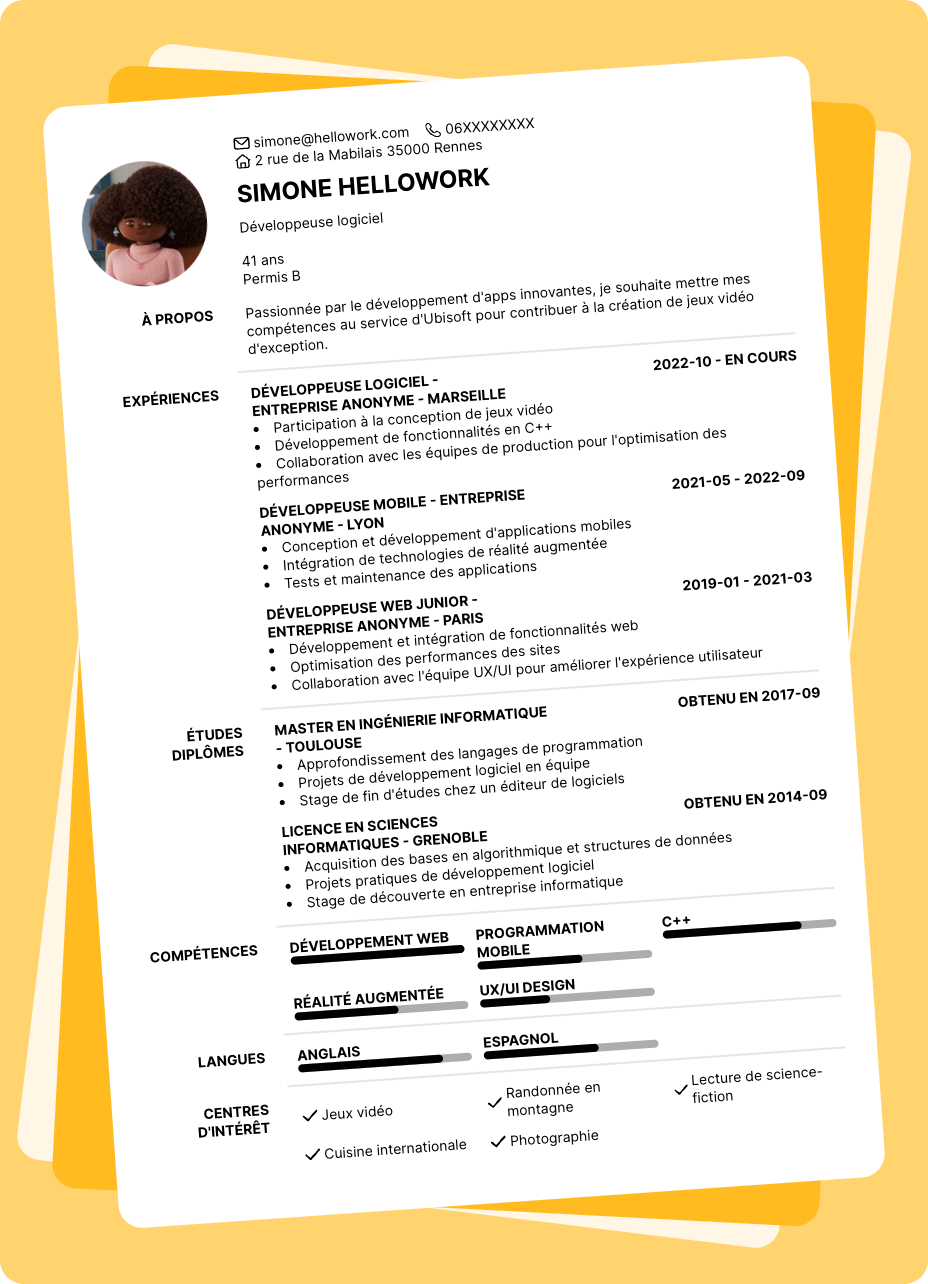 Exemple CV Ubisoft