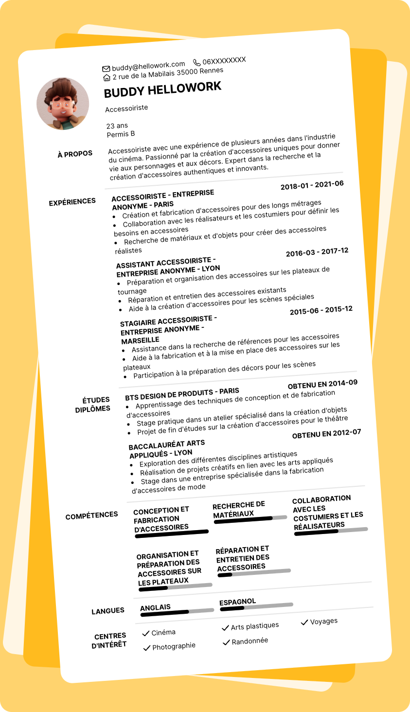 Exemple CV Accessoiriste