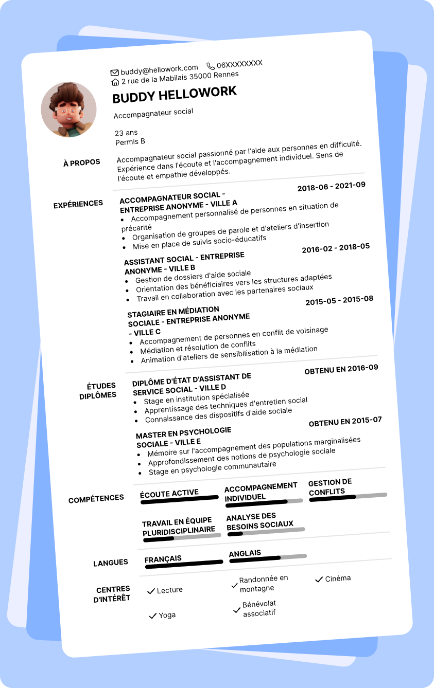 Exemple CV Accompagnateur social
