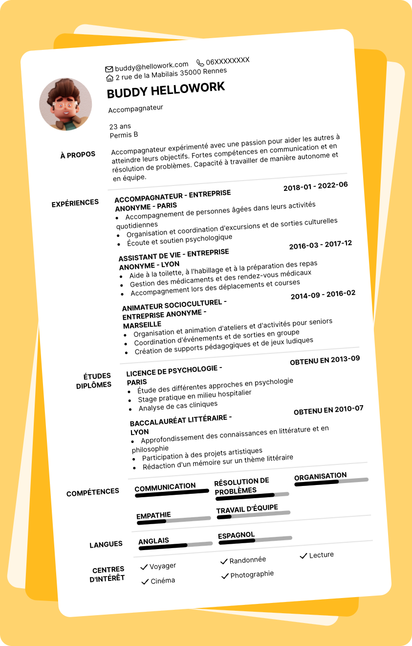 Exemple CV Accompagnateur