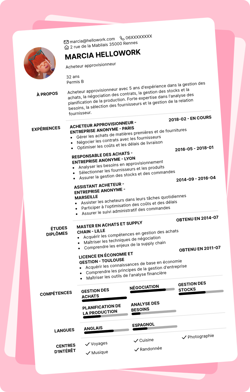 Exemple CV Acheteur approvisionneur