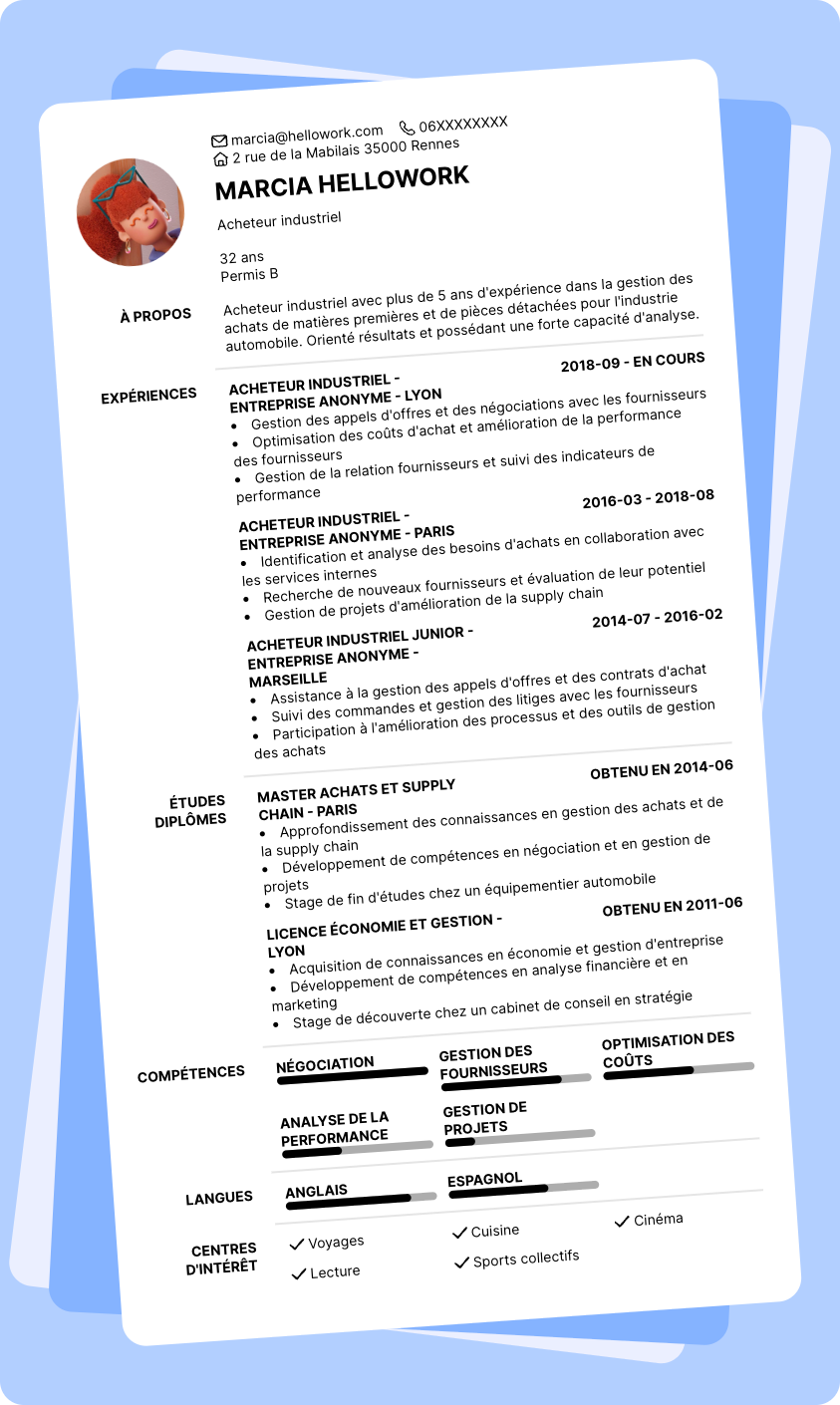 Exemple CV Acheteur industriel