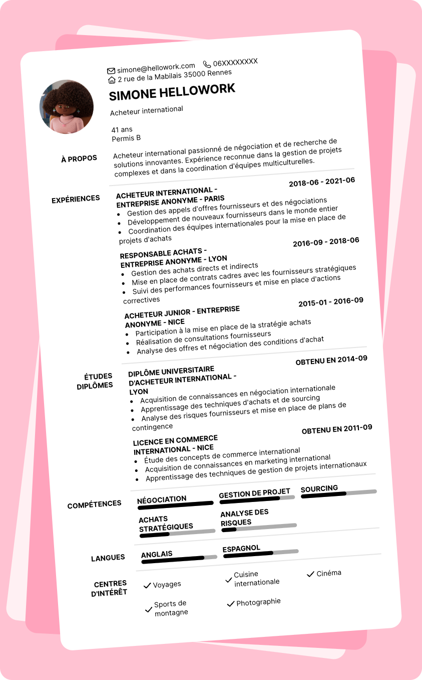 Exemple CV Acheteur international
