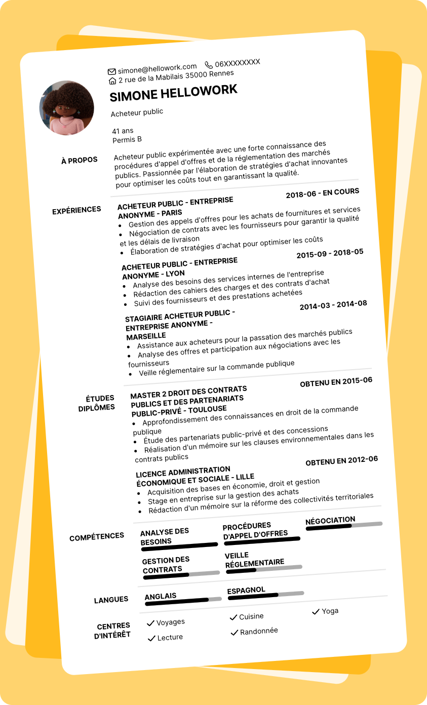 Exemple CV Acheteur public