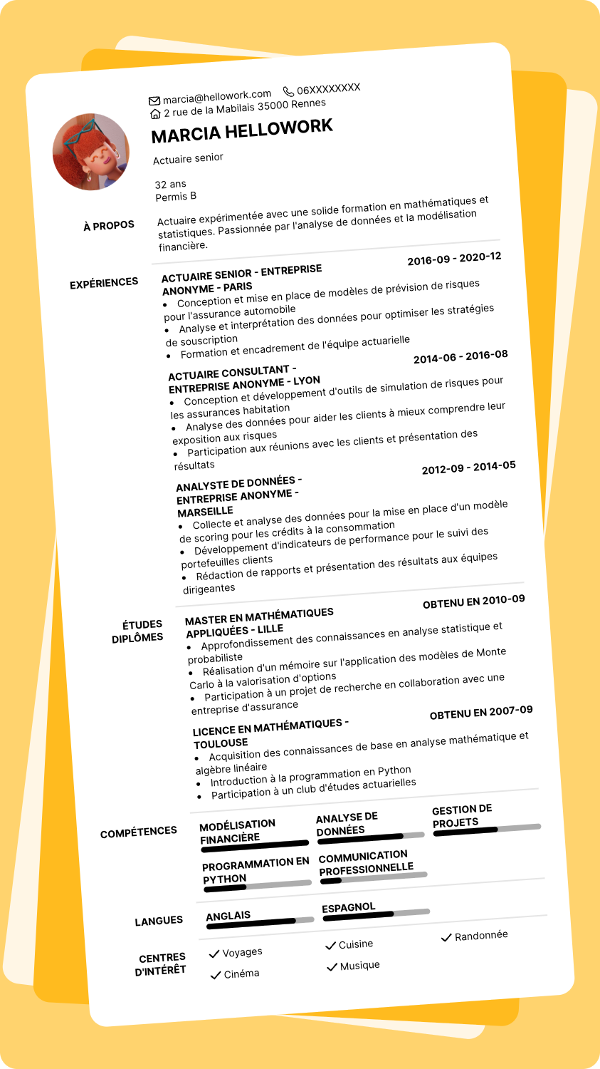 Modèle CV Actuaire Exemple CV Actuaire