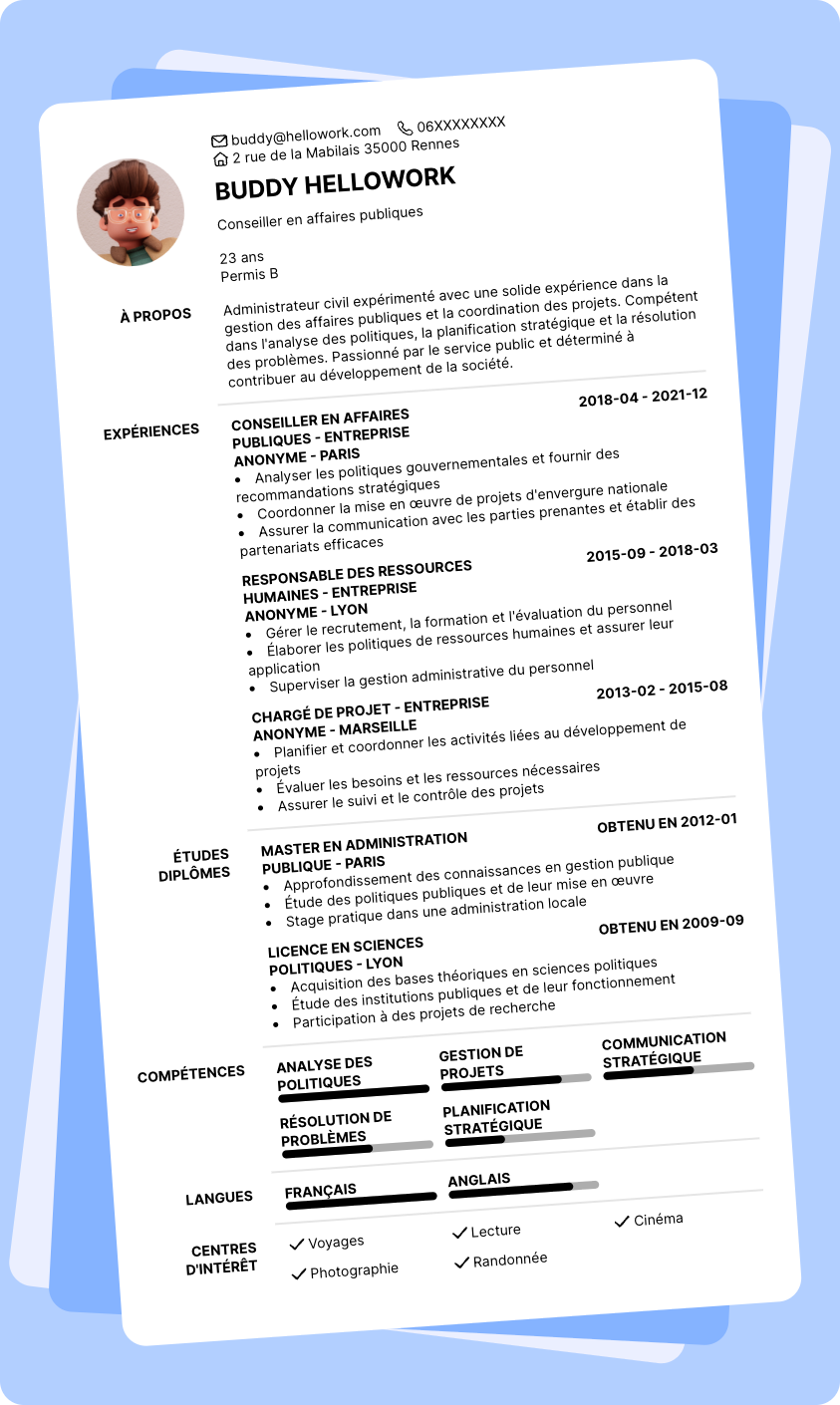 Exemple CV Administrateur civil