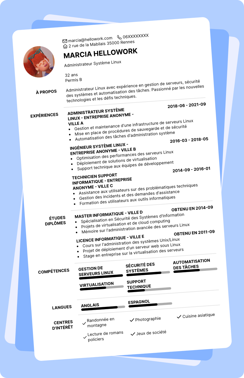Exemple CV Administrateur Linux