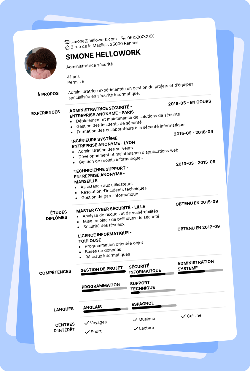 Exemple CV Administrateur