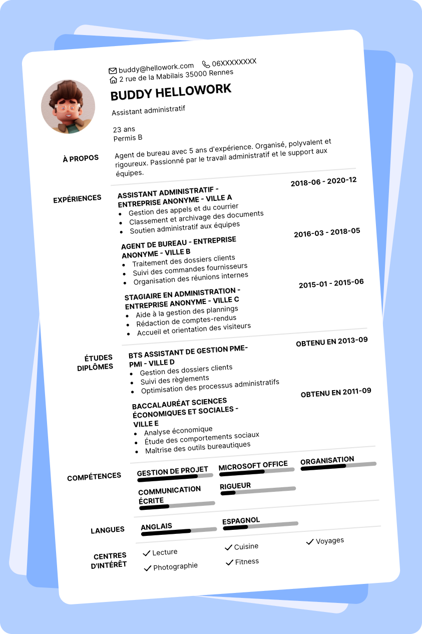 Exemple CV Agent de bureau