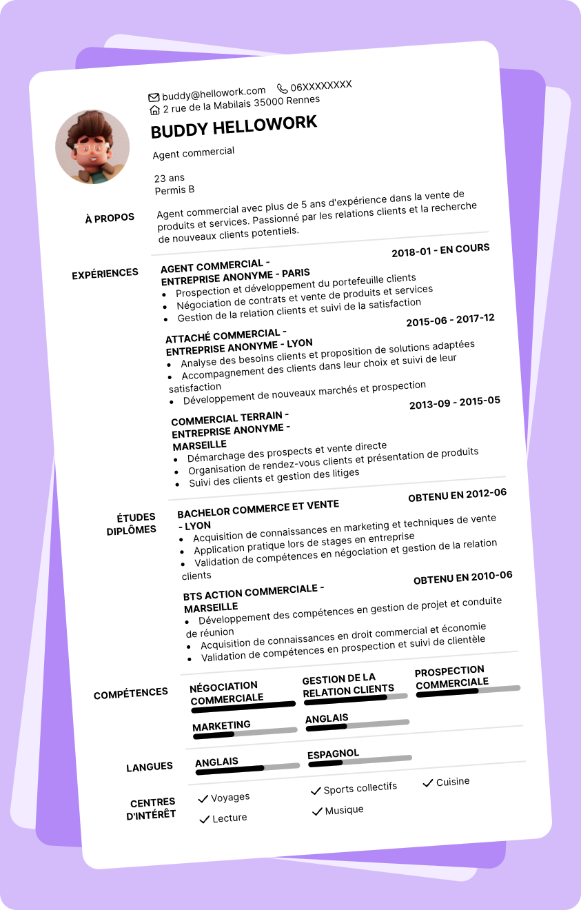 Exemple CV Agent commercial