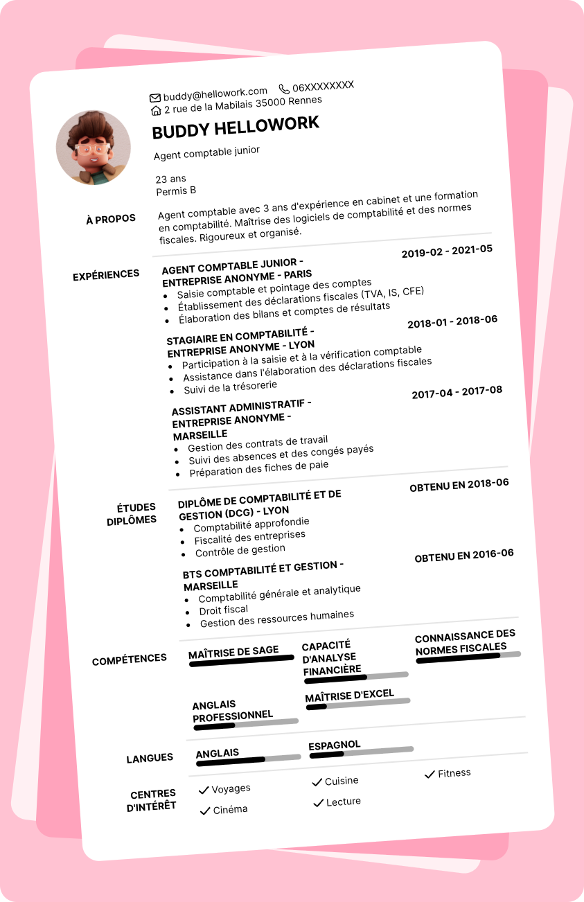 Modèle CV Agent comptable Exemple CV Agent comptable