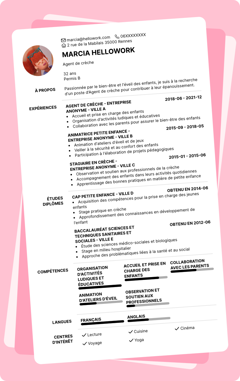 Exemple CV Agent de crèche