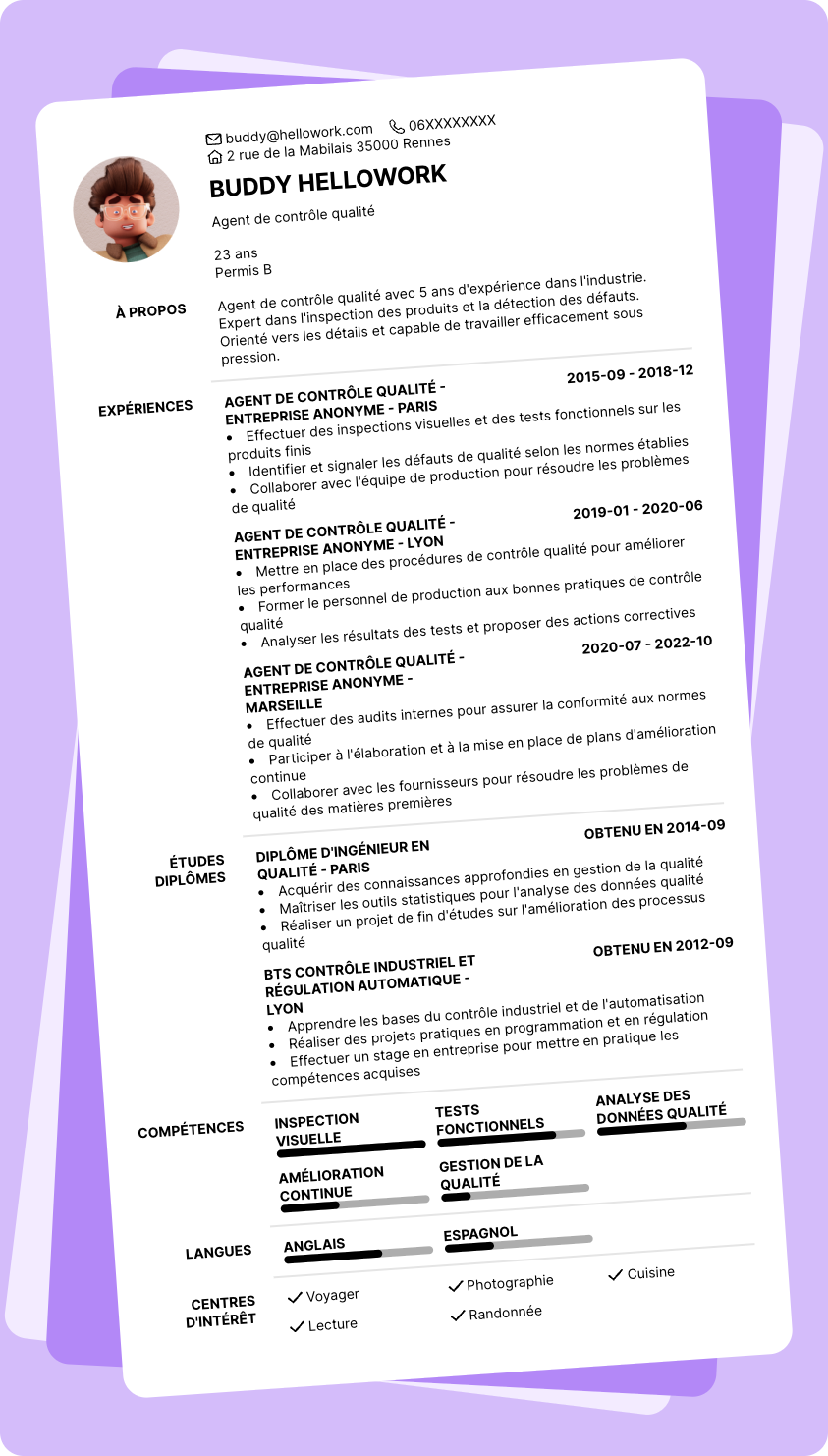 Exemple CV Technicien de qualité