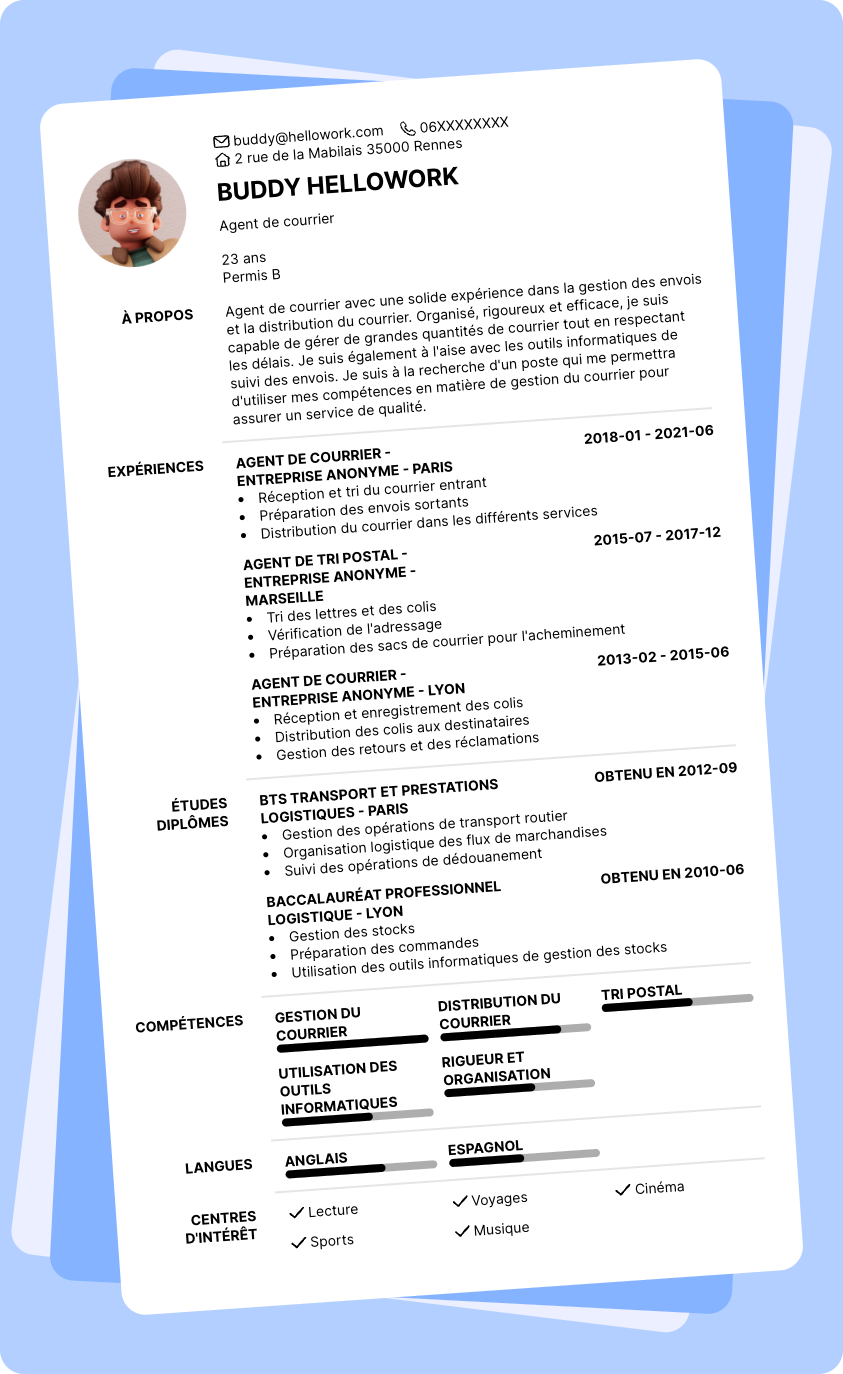 Exemple CV Agent de courrier