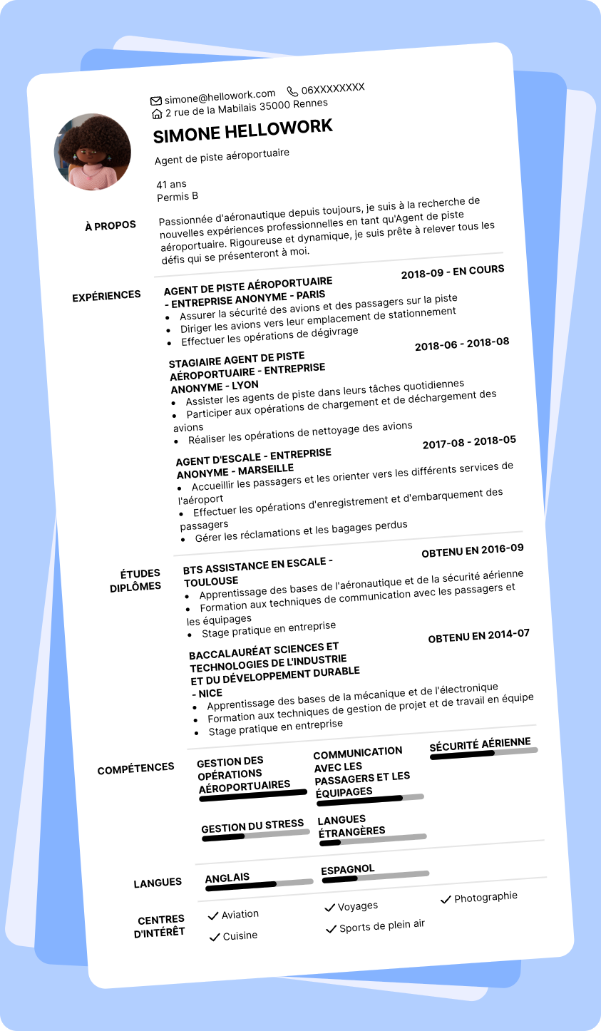 Exemple CV Agent de piste