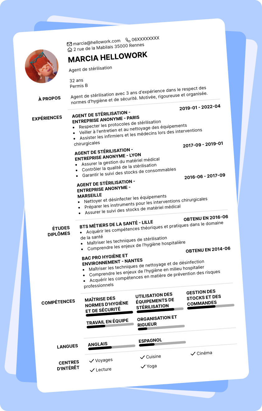 Exemple CV Agent de stérilisation