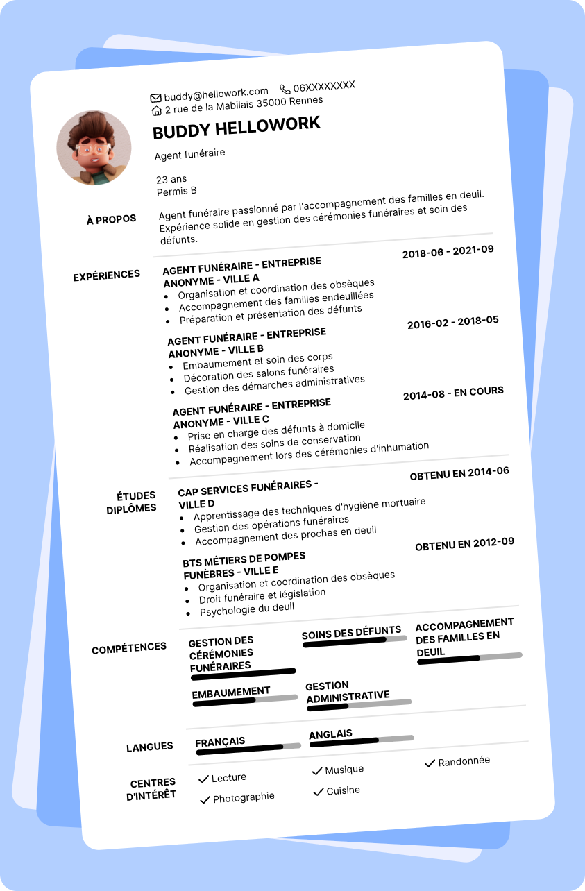 Exemple CV Agent funéraire