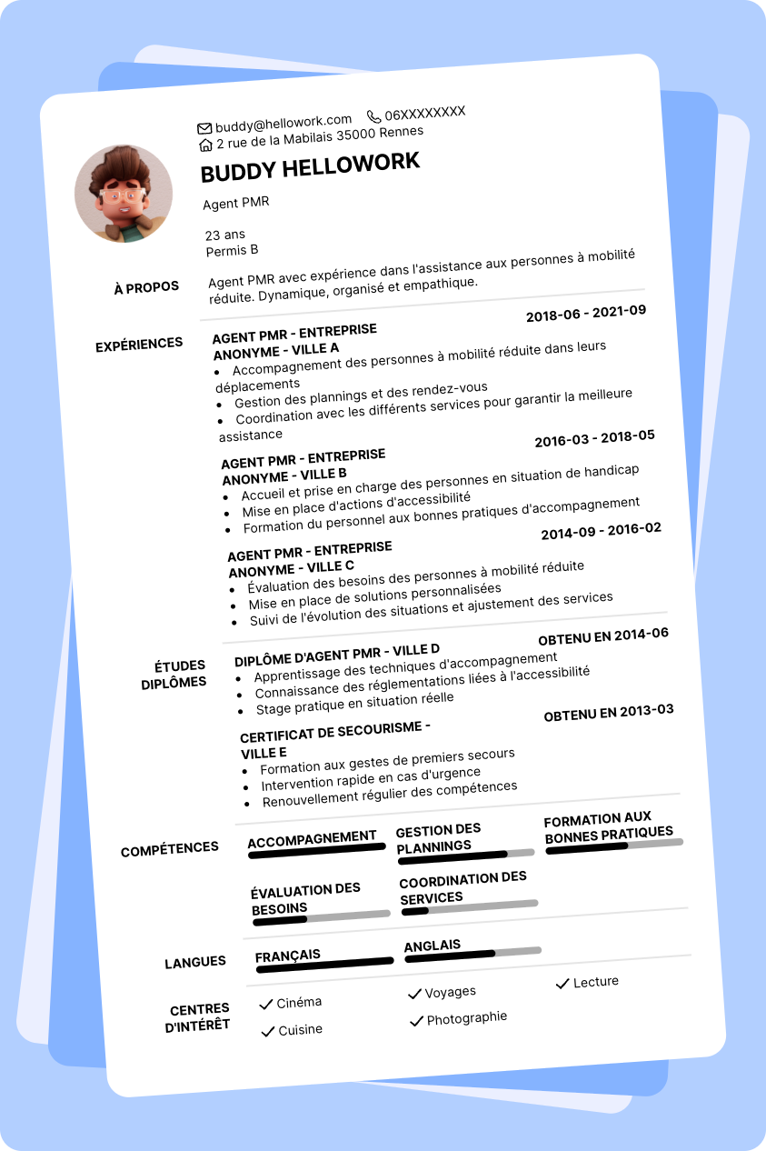 Modèle CV Agent PMR Exemple CV Agent PMR