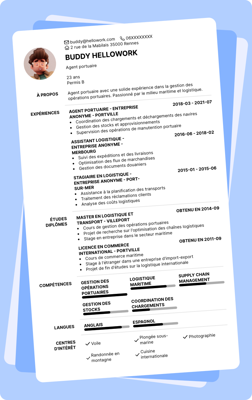Exemple CV Agent portuaire