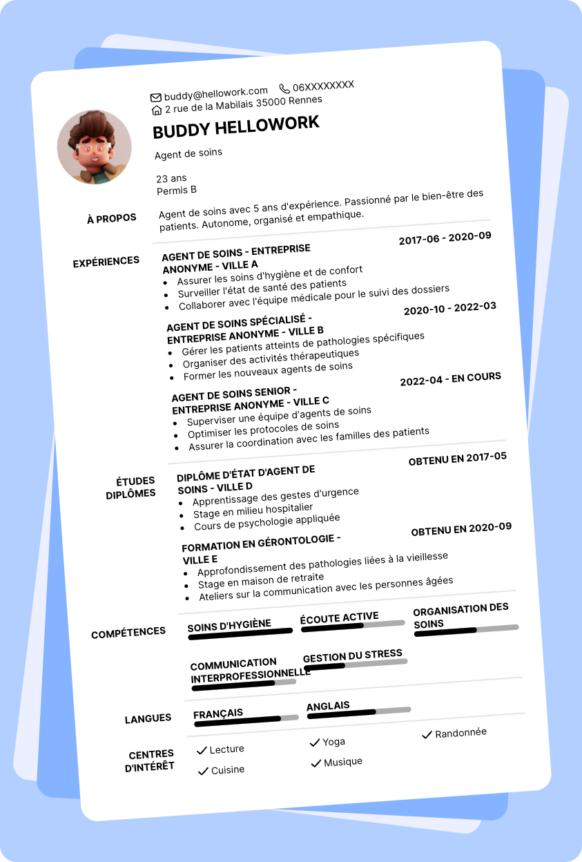 Exemple CV Agent de soins