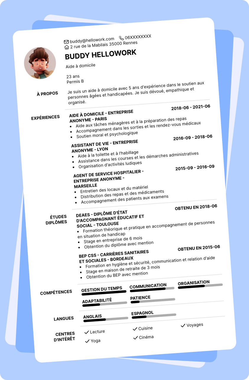 Modèle CV Aide à domicile Exemple CV Aide à domicile